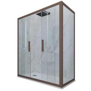 Mampara de ducha 3 lados 70x140 cm chocolate Forte