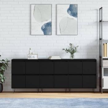 3-Piece Black Engineered Wood Sideboard Set from vidaXL