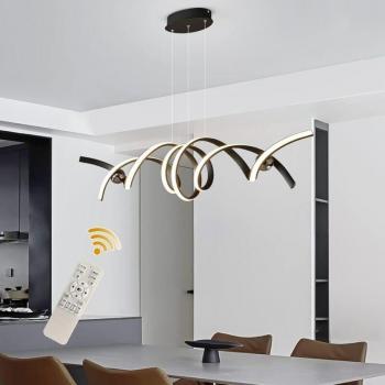 Modern Lampadario a Sospensione Nera, Dimmerabile, Regolazione Altura