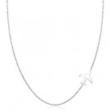 Collana da Viaggio Aeroplano in Argento Sterling 925 per Donna