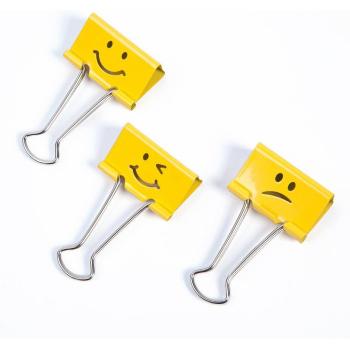 Rapesco 19mm Emoji Foldback Clips, Assorted Yellow, Pack of 20
