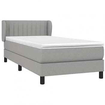VidaXL Lit à Sommier Tapissier 90x190 cm Tissu Gris clair