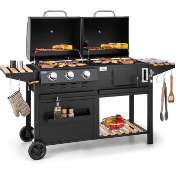Klarstein Aberdeen BBQ Dual‑Fuel avec Thermo, Tables d’Appoint Mobiles