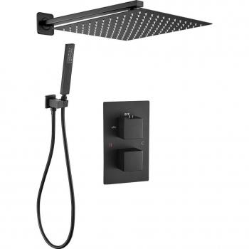 Douche Murale Thermostatique Tajo 25 cm Noir Mat