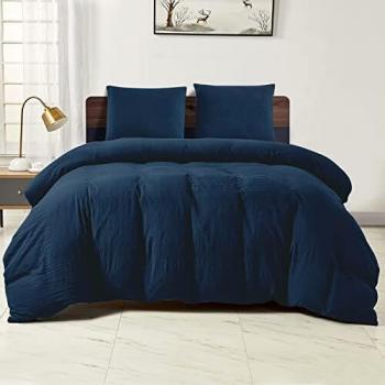 Copripiumone Blu WAVVE 220x240 cm – Set di Letto Matrimoniale in Microfibra Traspirante