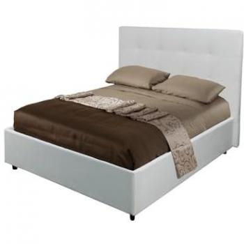 Cama Individual Ascoli Cuero Blanco + Almacenamiento
