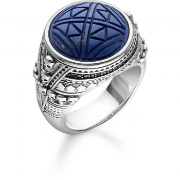Thomas Sabo Ring „Ethno‑Totenkopf“ – Unisex, blau, 925 Sterlingsilber