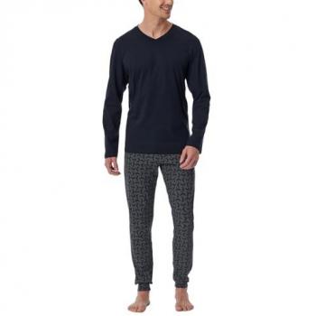 Schiesser Pyjama mit geripptem V-Ausschnitt, Größe 54