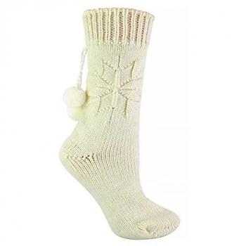 Alpaca Wool Blend Pom Pom Bed Socks for Women