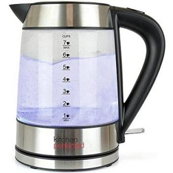Kitchen Perfected 1.7L Eco-Friendly Blue Glass Kettle