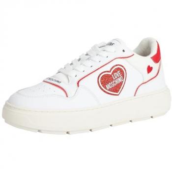 Love Moschino Bold Love White and Red Sneakers Size 4 UK