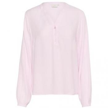 Kaffe Women’s Notch Neck Long Sleeve Blouse – Pink, Size 18