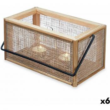 Bandeja Portavelas de Metal y Madera MDF 25 x 23 x 14 cm (6 Unidades)