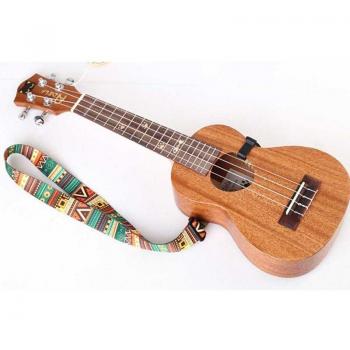 Soft Material Ukulele Strap with Sound Hole Hook and Ethnic Pattern