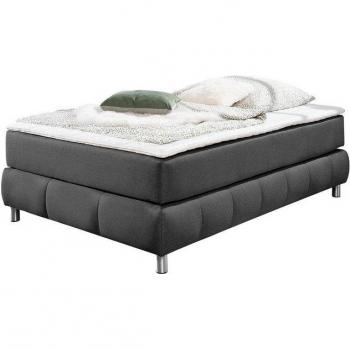 Andas Boxspringbett Salo Grau Anthrazit 126x206 – Ohne Kopfteil, inkl. Topper, Überlänge 220 cm