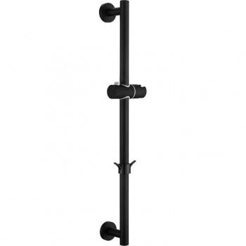 Barre de douche flexible à réglage, douchette intégrée, acier inoxydable noir