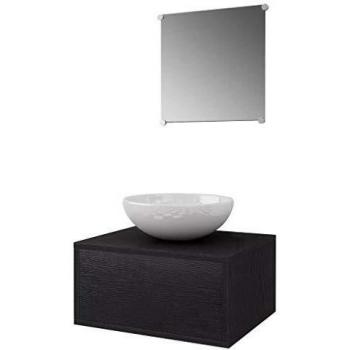 VidaXL Conjunto de mueble y lavabo 3 piezas negro