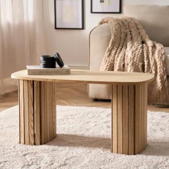 Natural Color Madison Ribbed Coffee Table – Long Form
