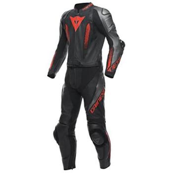 Dainese Laguna Seca 5 Vêtement de moto cuir 2 pièces Noir/Anthracite/Fluo-Rouge Taille 62