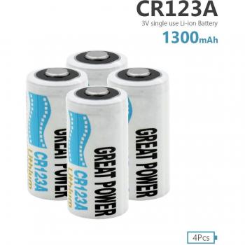 4 Pcs CR123A 1300mAh Batteries