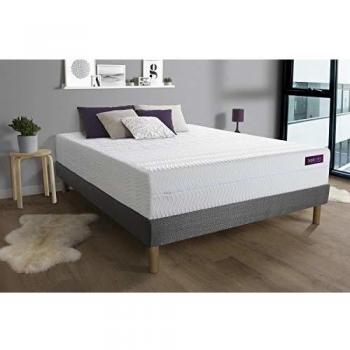 Matelas + sommier Gris 140x190 Memo Bio Mousse à mémoire de Forme 5 Zones de Confort