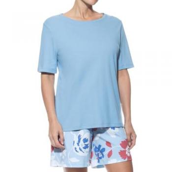 Springrose Schlafanzug für Damen von Mey – 2‑teilig, blau, Größe 40