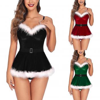 Tenue sexy vert Noël lingerie femme