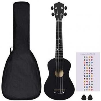 vidaXL Soprano Ukulele Set with Bag for Kids Black 23