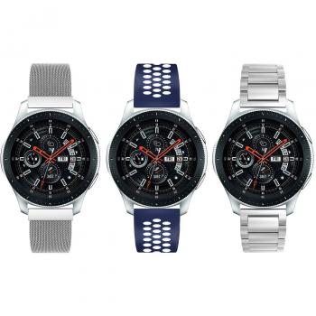 Samsung Galaxy Watch 46 mm – Bracelet Acier Inoxydable Milanais et Silicone 22 mm pour Gear S3 Frontier/Classic