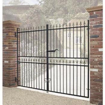 CANNOCK GATES Corfe Premium Tall Flat‑Top Double Gate – 3048 × 1778 mm, Electro‑Galvanized/Black Powder Coated