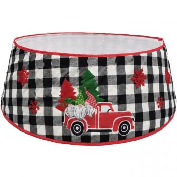 30 Inch Christmas Tree Skirt Red and Black Plaid Design