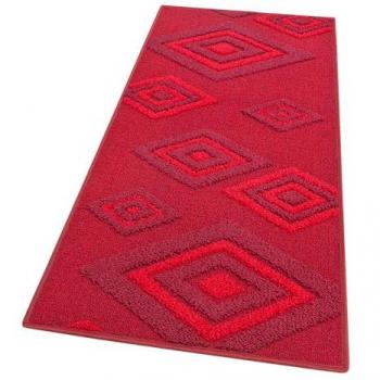 Tapis de cuisine Bordeaux 3D avec motif losanges doux et bordure moderne, anti-dérapant – 57 × 180 cm