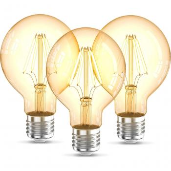 B.K.Licht Retro LED Leuchtmittel 3er Set E27 G80