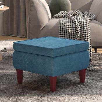Tabouret en velours bleu avec structure en bois