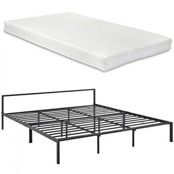 Lit Double avec Matelas Mousse à Froid 180 x 200 cm Noir Mat