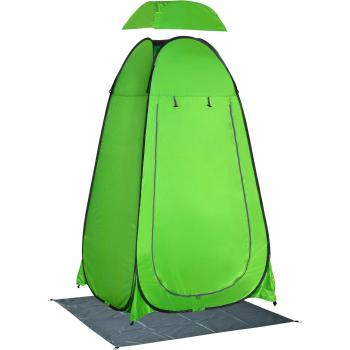 Tenda Doccia Portatile Outsunny con Porta a Cerniera, 126x124x189cm, Verde