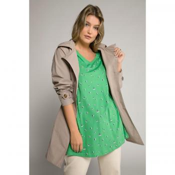 T-shirt con scollatura a V e maniche corte, verde, barchette, taglie comode, cotone