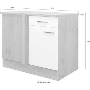 Flex-Well Eckunterschrank, grau, 110 x 85 x 60 cm