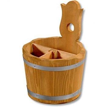 Couverts en Bois Pin Kesper Tonneau 3 Compartiments – H20 × D14 cm – Marron