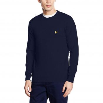 Lyle & Scott Men's Merino Long Sleeve Crew Neck Jumper, Navy, Small