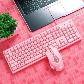 Teclado Portátil con Luz y Auriculares Rosa