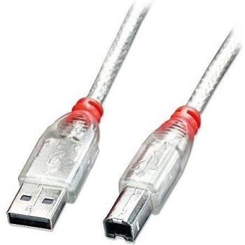 LINDY USB 2.0 Kabel 3m Typ A zu Typ B, transparent
