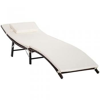 Mhstar Uk Ltd Outsunny Folding Rattan Sun Lounger