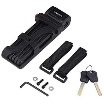Lucchetto per Bicicletta Pieghevole con Supporto, 2 Chiavi, 85 cm, Nero