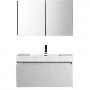 Set di Mobili A1000 Bianco – Armadio a Specchio Incluso