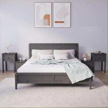 Armoires de Chevet / Lit – Tables de Chevet 2 pièces Gris 79,5 x 38 x 65,5 cm Bois de Pin Massif