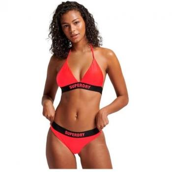 Haut de bikini Superdry – Code Triangle, couleur corail vif/noir, taille 10