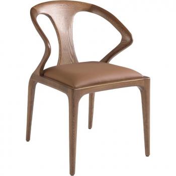 Silla polipiel color marrón y nogal, modelo ANGEL CERDÁ 4137C