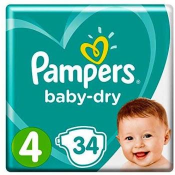Pampers Baby‑Dry Größe 4, 34 Windeln – Ultra‑Trocken