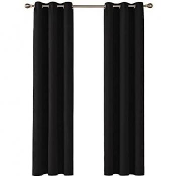 Deconovo Blickdichte Gardinen mit Ösen 229x107 cm Schwarz 2er Set